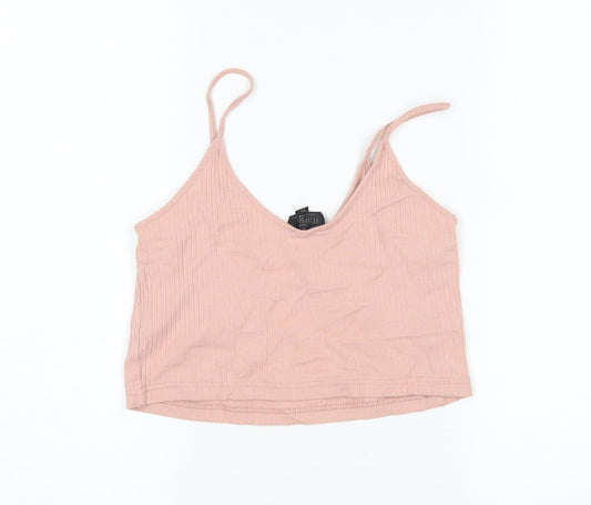 Womens UK Size 8 Topshop Pink Cropped Tank