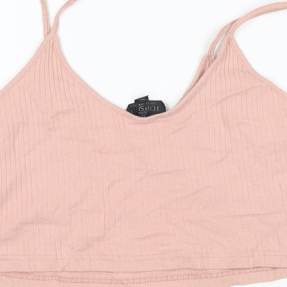 Womens UK Size 8 Topshop Pink Cropped Tank