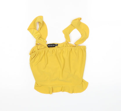 Womens UK Size 12 PRETTYLITTLETHING Yellow Cropped Tank
