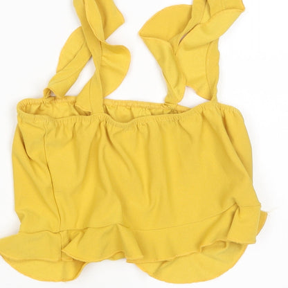 Womens UK Size 12 PRETTYLITTLETHING Yellow Cropped Tank