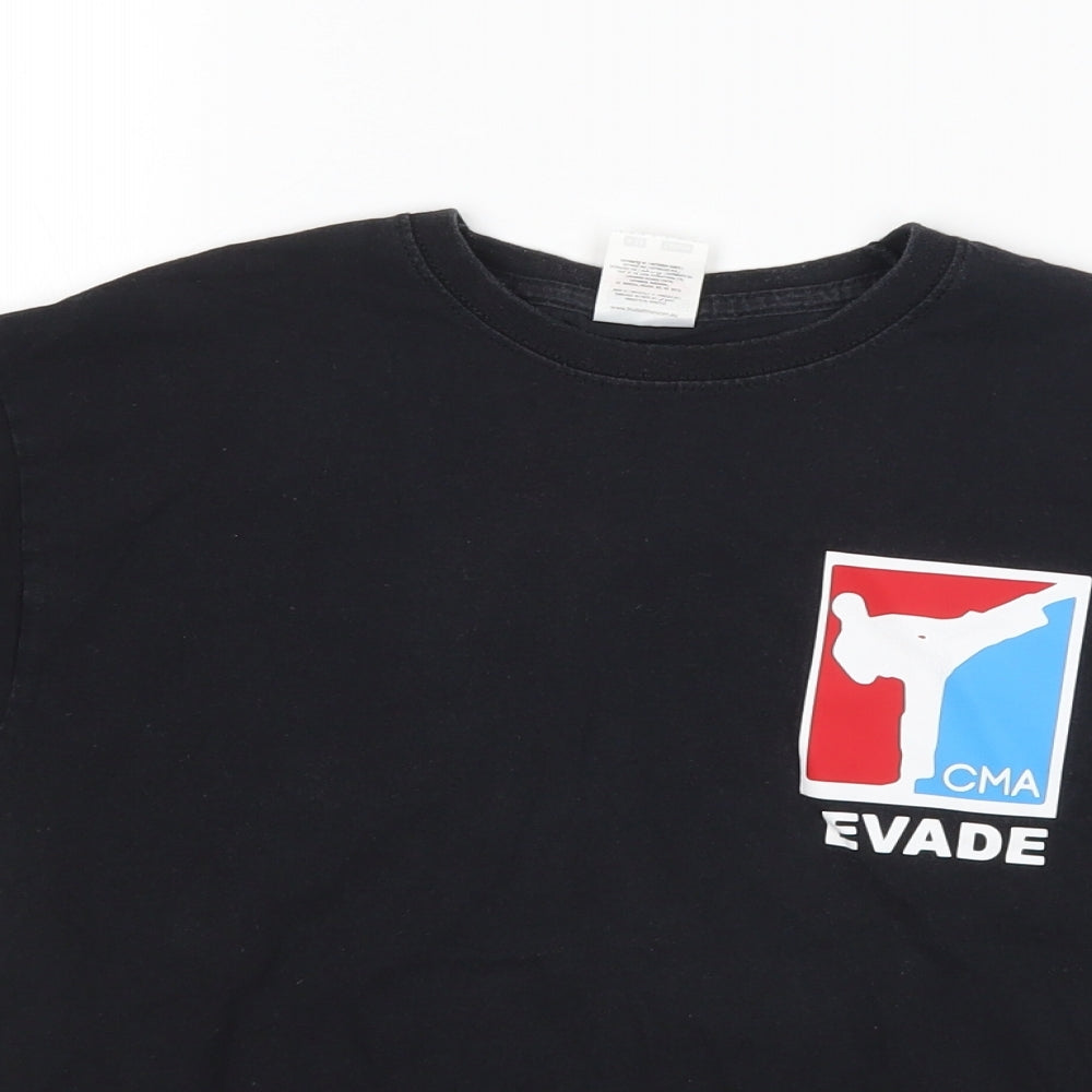 Fruit of the Loom Boys Black   Basic T-Shirt Size 9-10 Years  - Evade Martial Arts