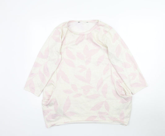 Bonmarché Womens Ivory Floral  Basic T-Shirt Size 14