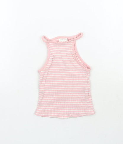 Additional front view of F&F boys’ pink striped basic tank, size 4-5, years