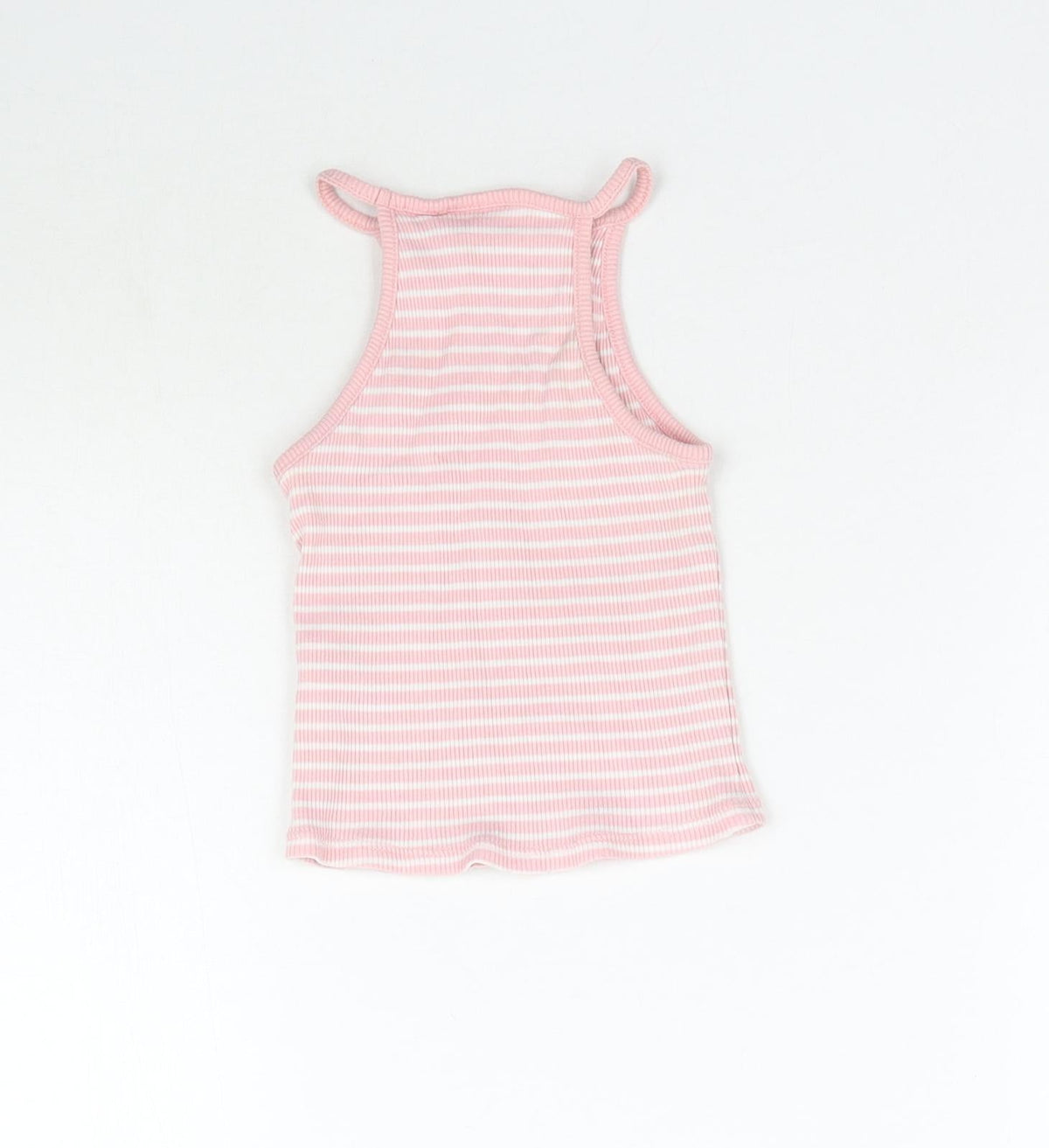 Back view of F&F boys’ pink striped basic tank, size 4-5, years