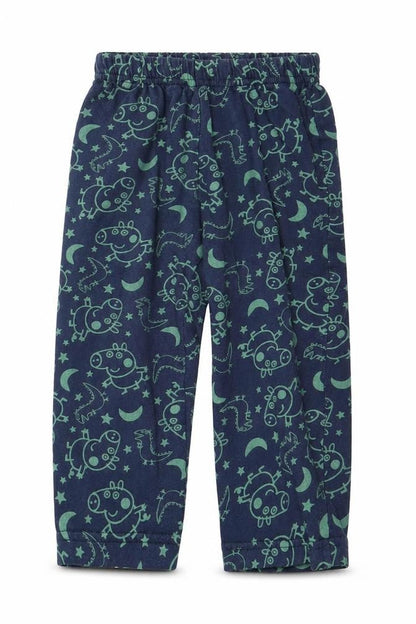 Front view of Preworn Baby Blue Solid Pyjama Pants, size 18-24, Months - Peppa Pig George Dinosaur