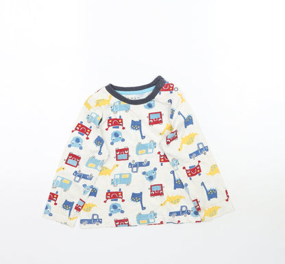 Nutmeg Baby White Solid   Pyjama Top Size 18-24 Months  - Dinosaurs & Cars