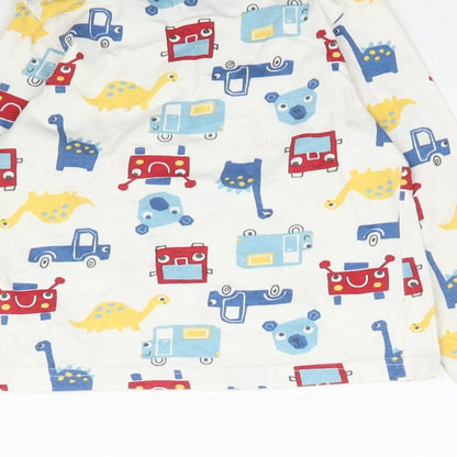Nutmeg Baby White Solid   Pyjama Top Size 18-24 Months  - Dinosaurs & Cars