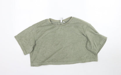 Womens UK Size S H&M Green Cropped T-Shirt