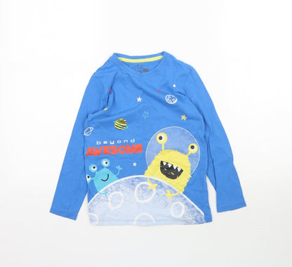 Preworn Boys Blue    Pyjama Top Size 7 Years  - Beyond awesome Alien
