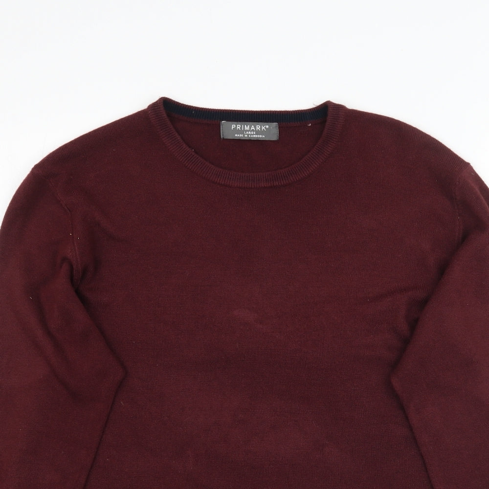 Primark Mens Red  Knit Pullover Jumper Size L