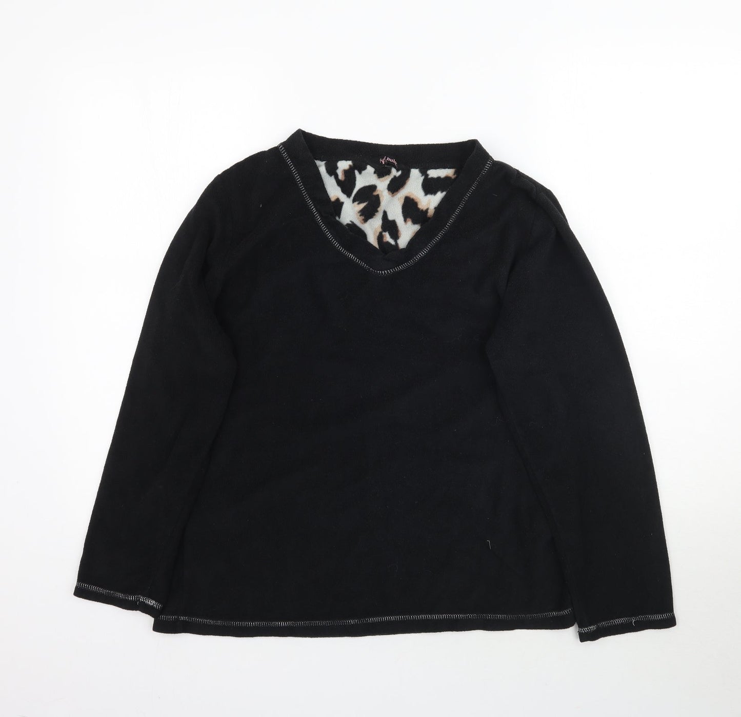 Feel Fabulous Womens Black  Fleece Pullover Sweatshirt Size 10