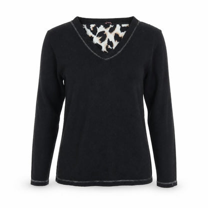Front view of Feel Fabulous women’s black fleece pullover sweatshirt, size UK 10