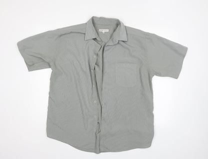 Mens UK Size L EWM Grey  Button-Up Short Sleeve Casual Shirt