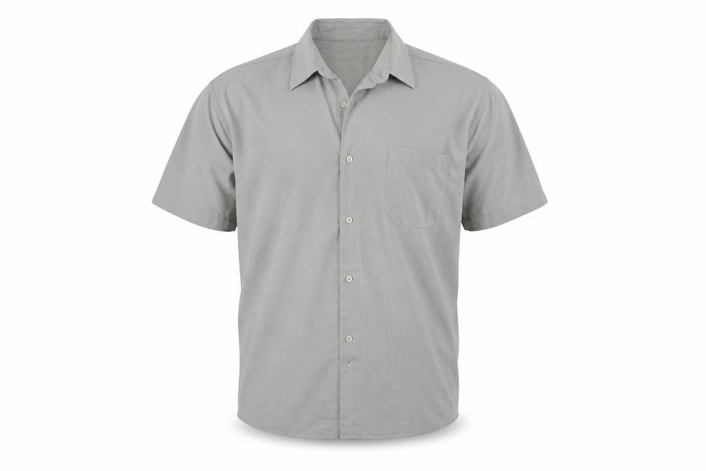 Mens UK Size L EWM Grey  Button-Up Short Sleeve Casual Shirt