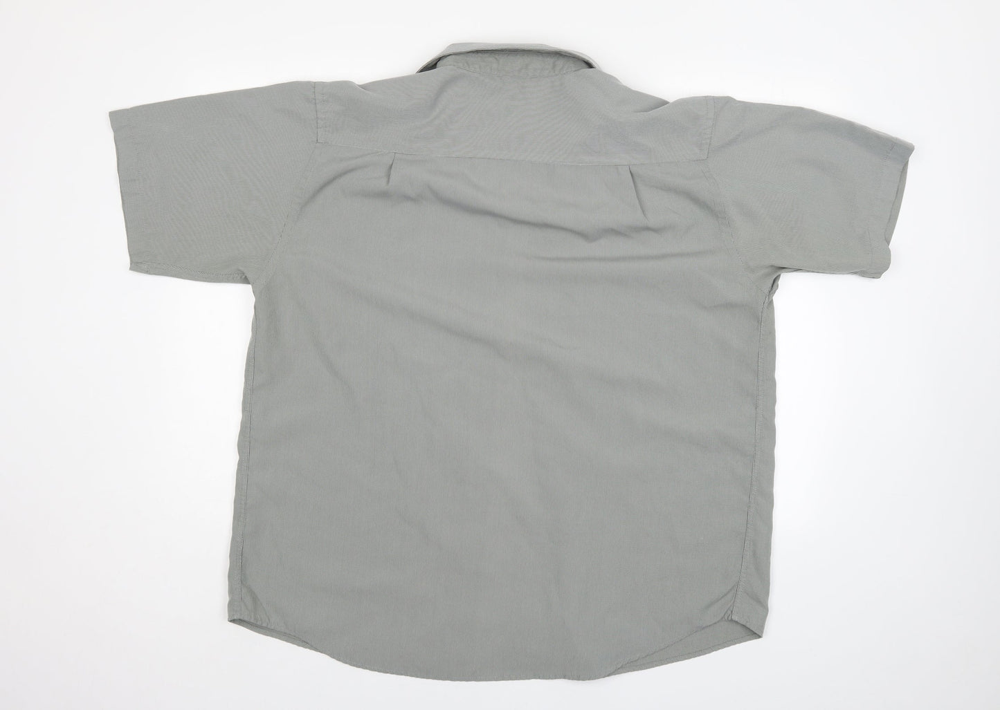 Mens UK Size L EWM Grey  Button-Up Short Sleeve Casual Shirt