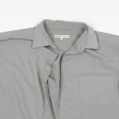 Mens UK Size L EWM Grey  Button-Up Short Sleeve Casual Shirt