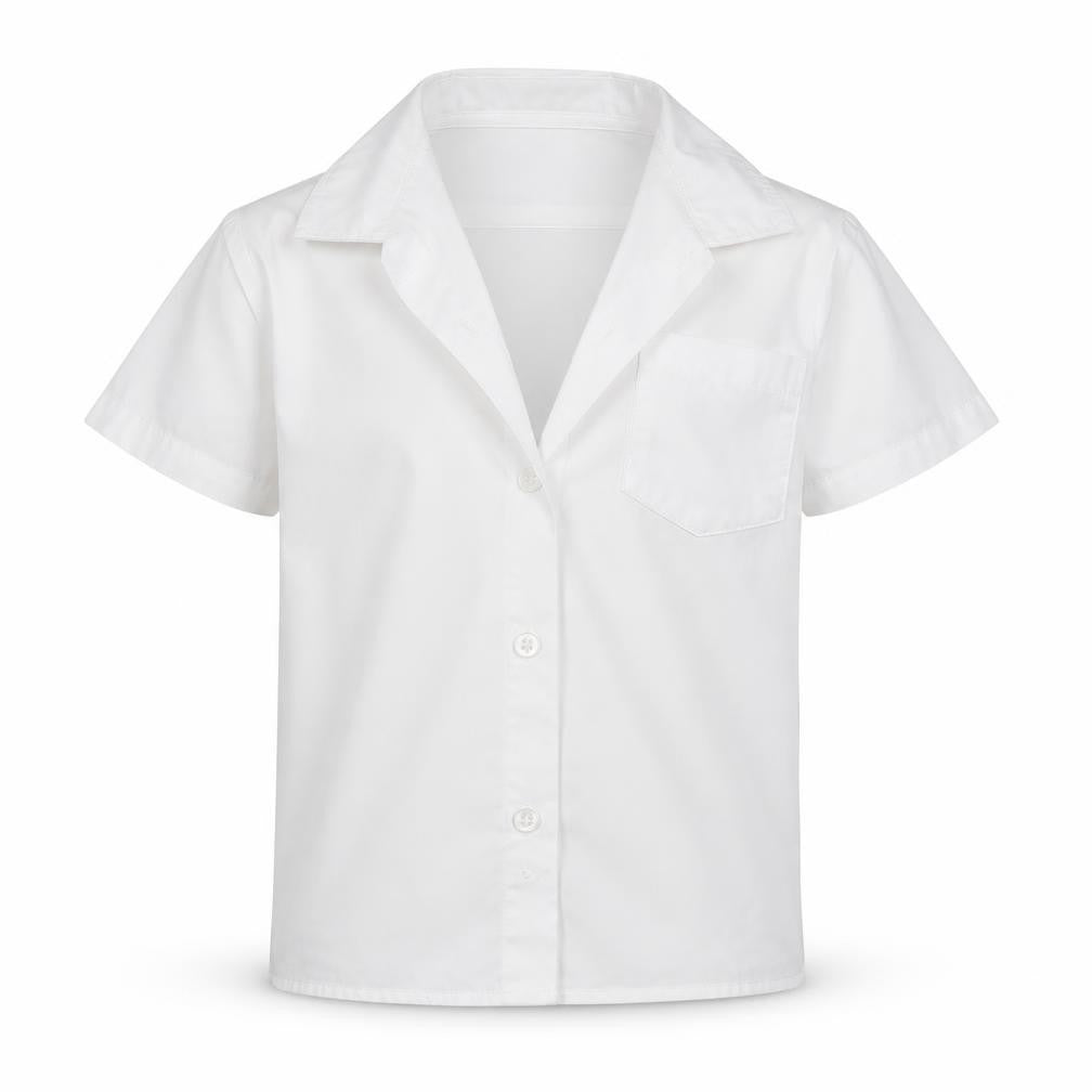 Front view of Tu girls’ white basic button-up, size 5, years
