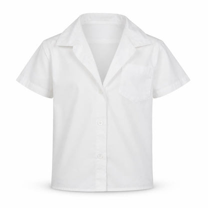 Front view of Tu girls’ white basic button-up, size 5, years