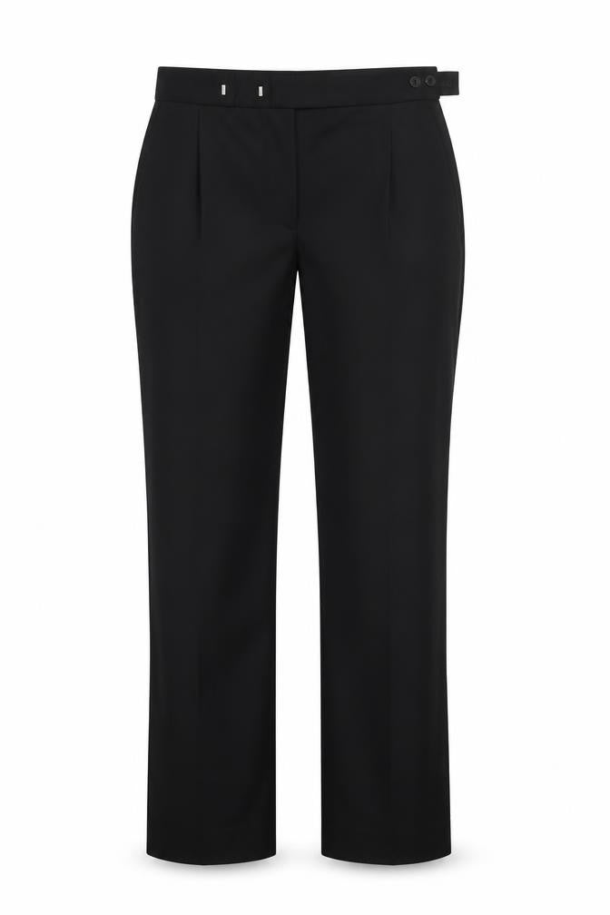 Front view of VOEUT women’s black trousers, size UK 12, 32-inch leg
