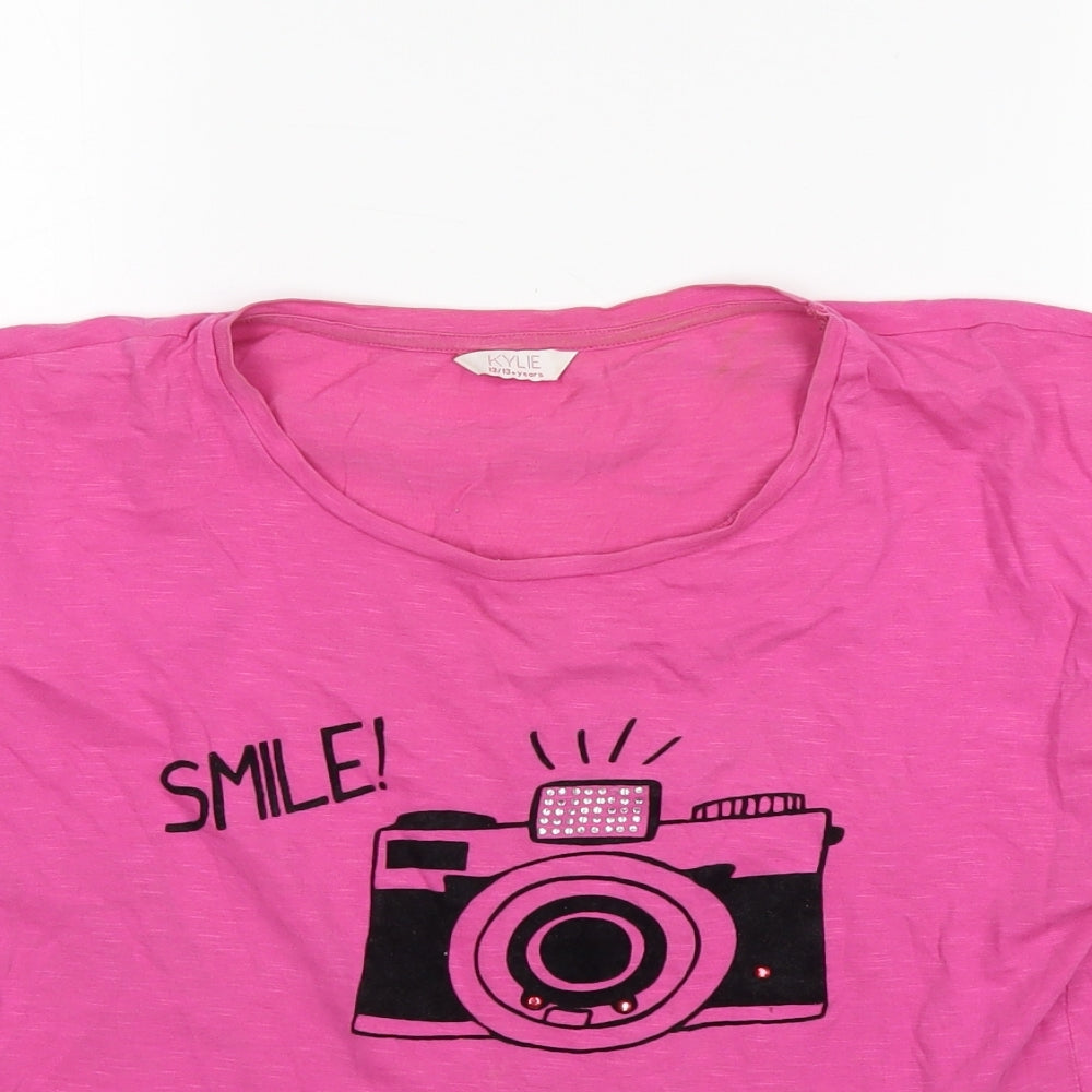Kylie Girls Pink   Wrap T-Shirt Size 13 Years