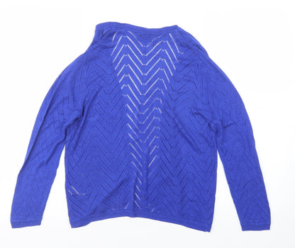 Womens UK Size 12 Papaya Blue Cardigan Jumper