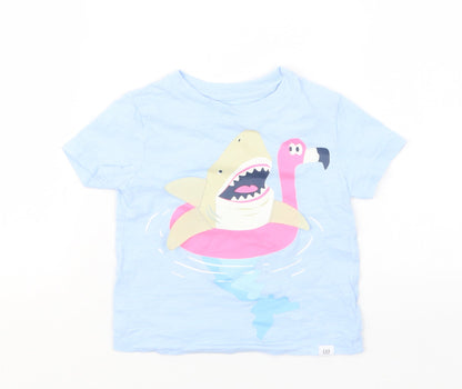 Additional front view of Gap girls’ blue basic t-shirt, size 18-24, months
