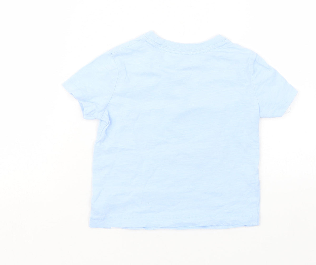 Back view of Gap girls’ blue basic t-shirt, size 18-24, months