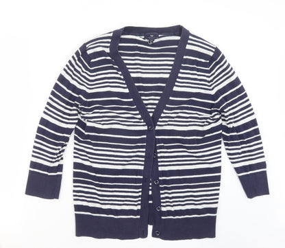 Gap Womens Blue Striped Knit Cardigan Jumper Size M