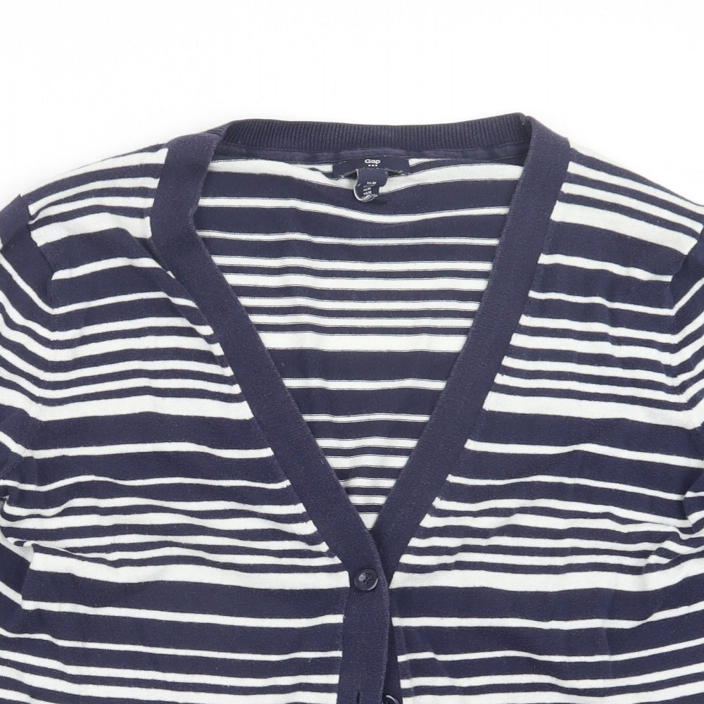 Gap Womens Blue Striped Knit Cardigan Jumper Size M
