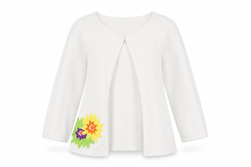 Front view of Joseph A. women’s white cardigan jumper, size M