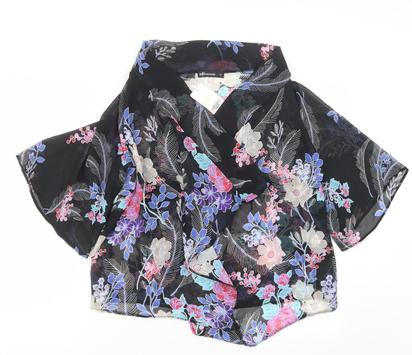 Womens UK Size 12 Internacionale Black Kimono Coat