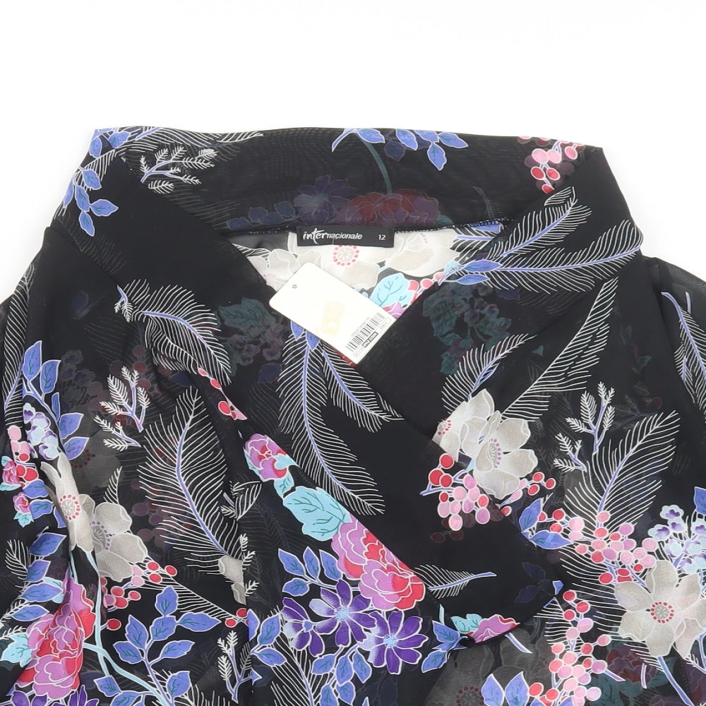 Womens UK Size 12 Internacionale Black Kimono Coat
