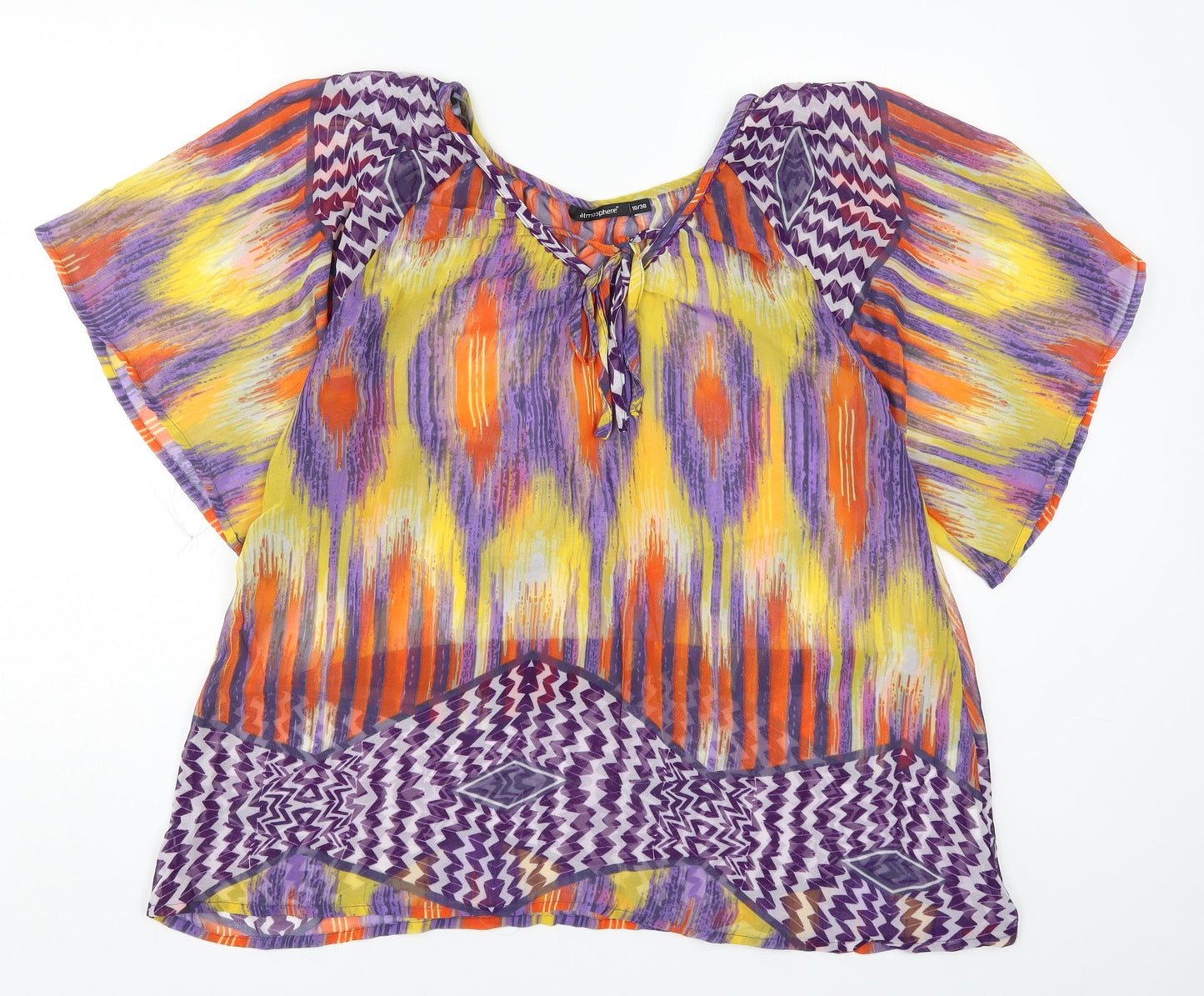 Womens UK Size 10 Atmosphere Multicoloured Basic Blouse