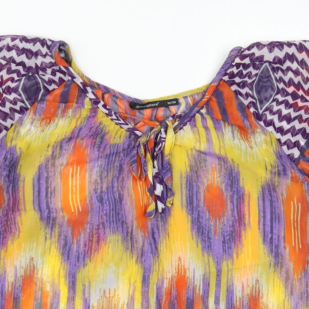 Womens UK Size 10 Atmosphere Multicoloured Basic Blouse