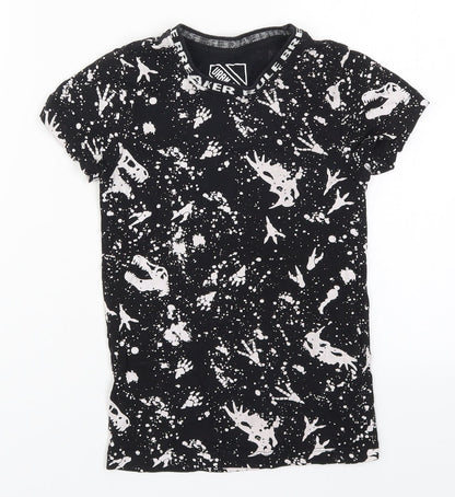 Matalan Boys Black   Basic T-Shirt Size 6 Years  - Abstract Dinosaurs