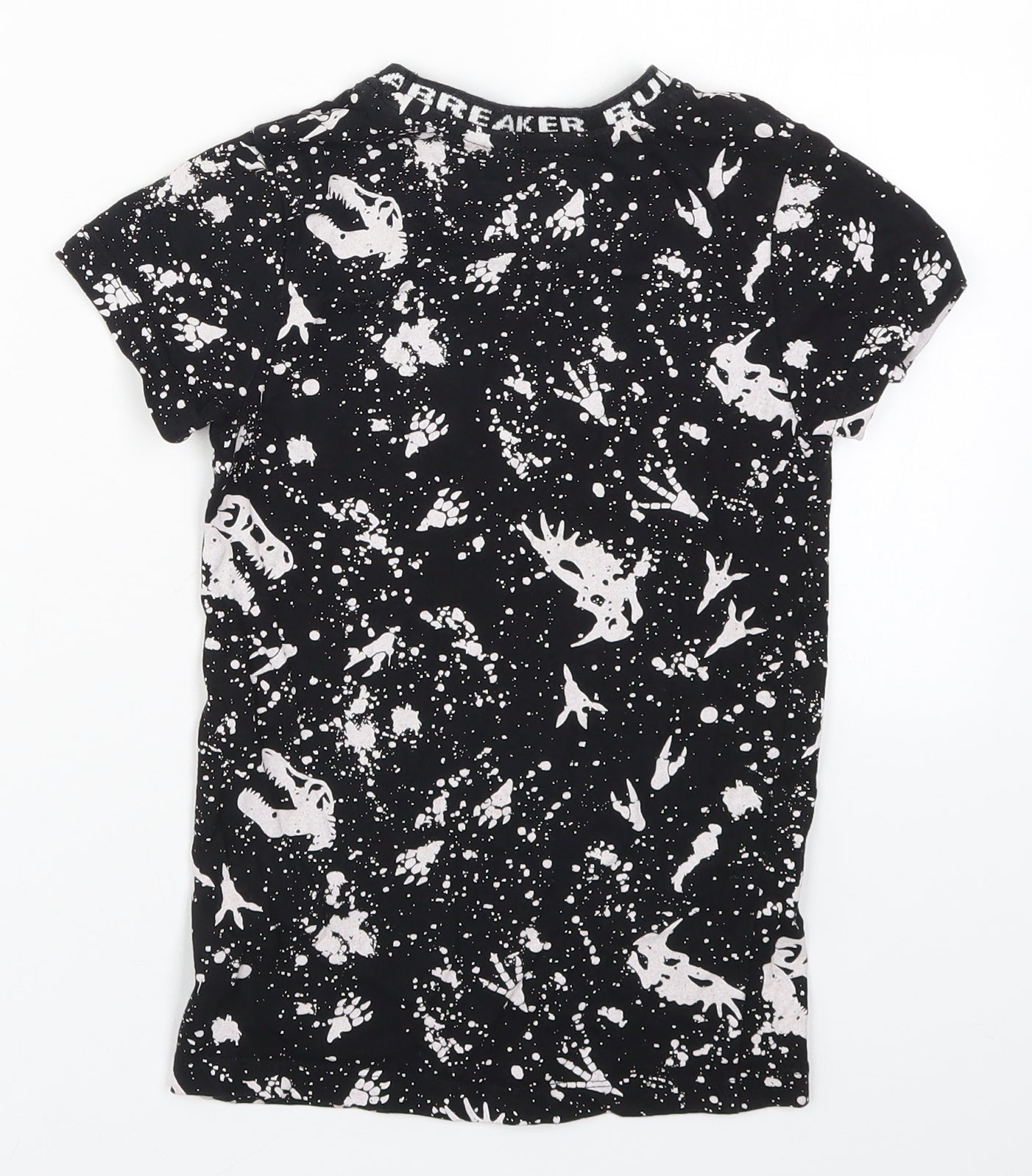Matalan Boys Black   Basic T-Shirt Size 6 Years  - Abstract Dinosaurs