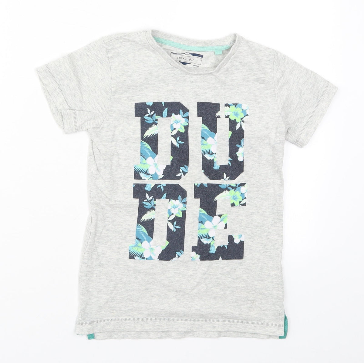 Additional front view of Next boys’ grey basic t-shirt, size 5-6, years - dude
