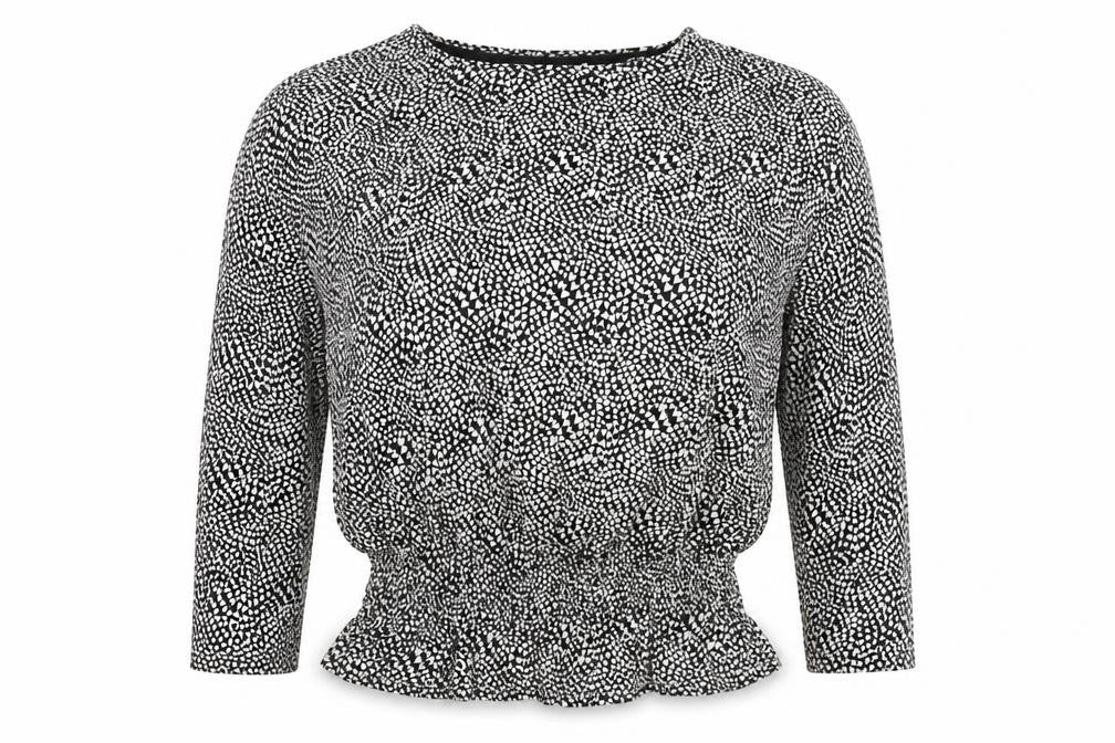 Front view of Next women’s black geometric top pyjama top, size UK 12, - love hearts