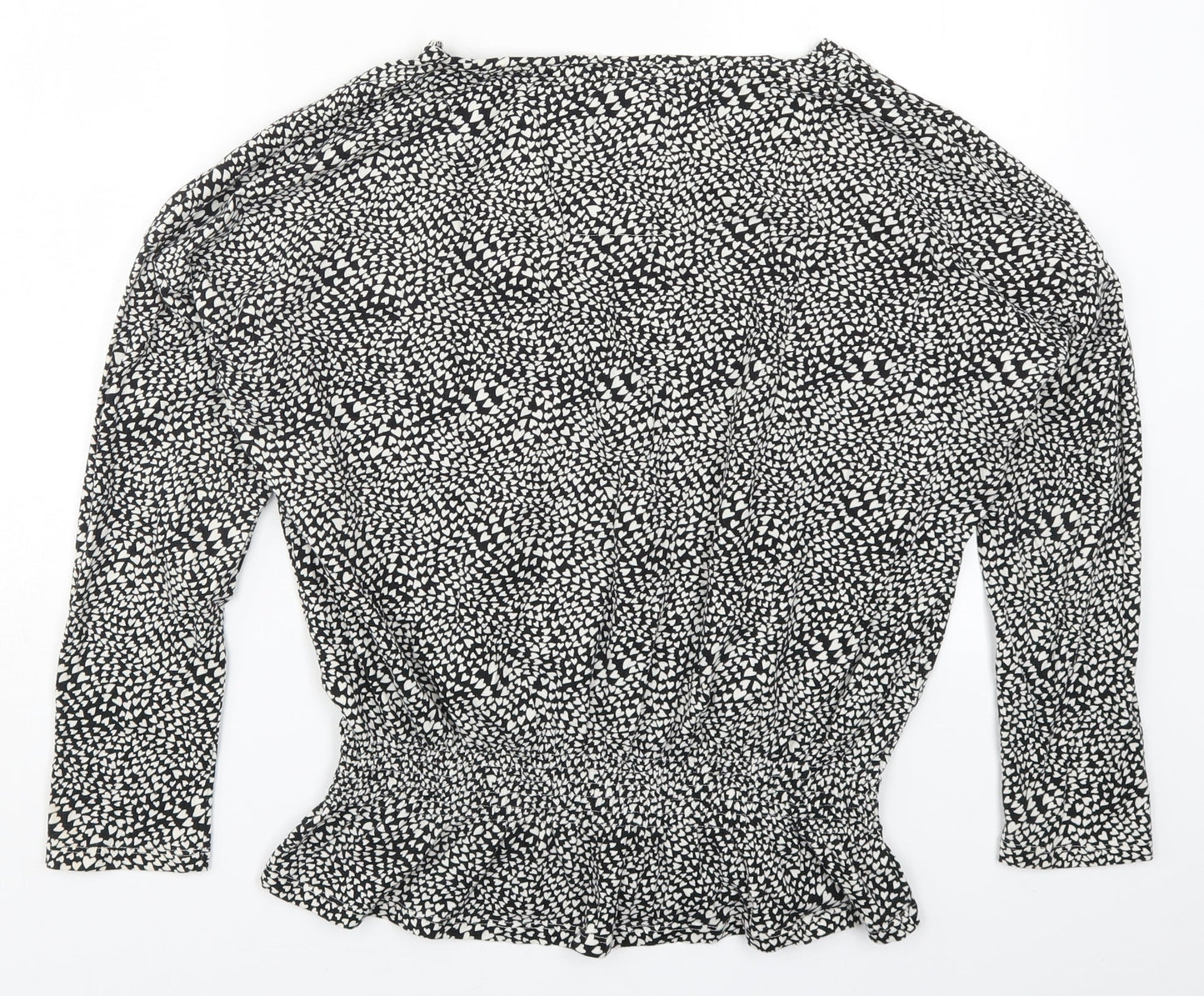 NEXT Womens Black Geometric  Top Pyjama Top Size 12  - Love Hearts