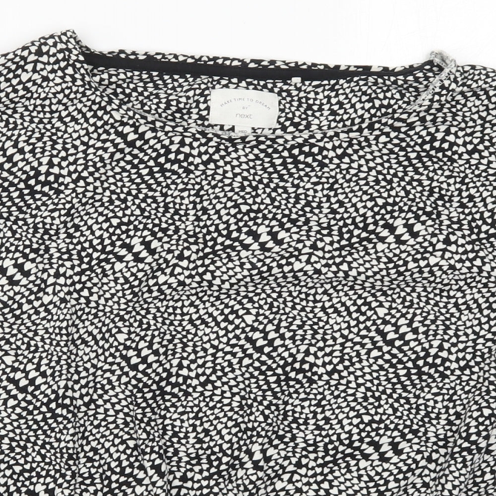NEXT Womens Black Geometric  Top Pyjama Top Size 12  - Love Hearts