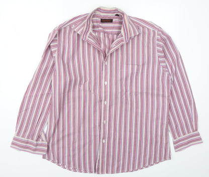 Mens UK Size 16 Peter England Pink  Button-Up Long Sleeve Casual Shirt