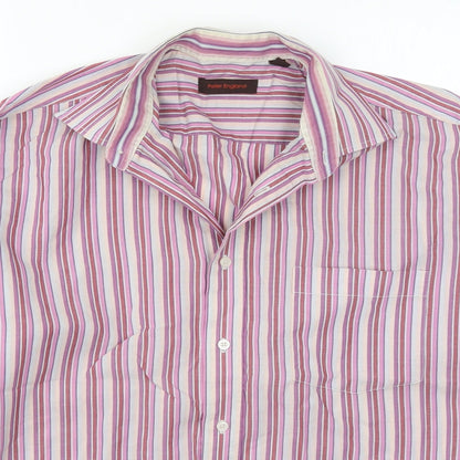 Mens UK Size 16 Peter England Pink  Button-Up Long Sleeve Casual Shirt