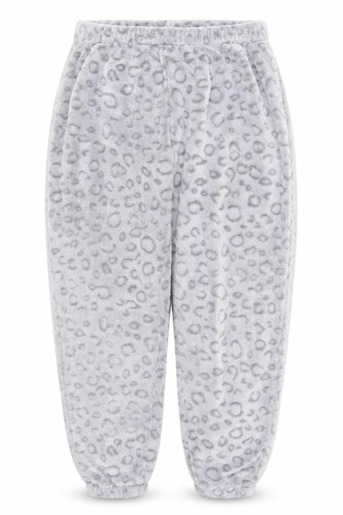 Front view of B&M women’s grey animal print trousers, size UK 16, 28-inch leg - pyjama pants