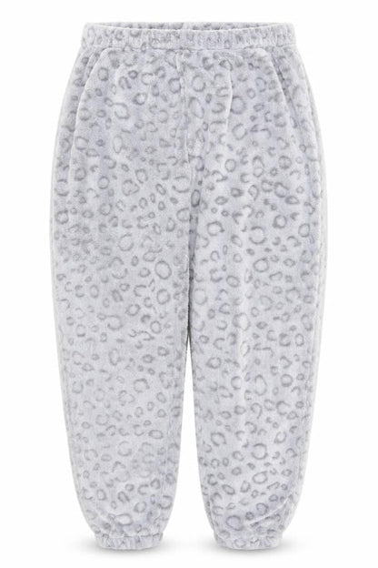 Front view of B&M women’s grey animal print trousers, size UK 16, 28-inch leg - pyjama pants