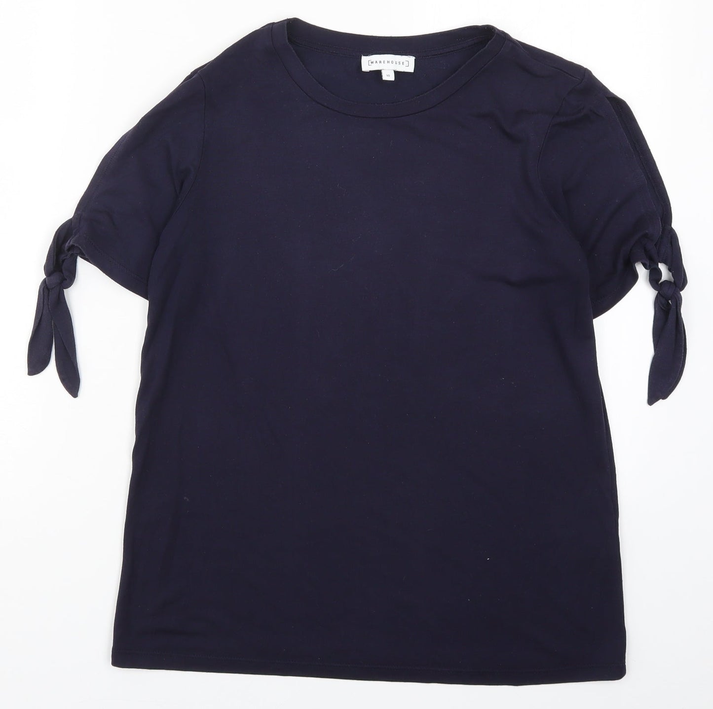 Womens UK Size 10 Warehouse Blue Basic T-Shirt