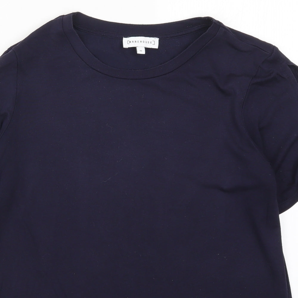 Womens UK Size 10 Warehouse Blue Basic T-Shirt