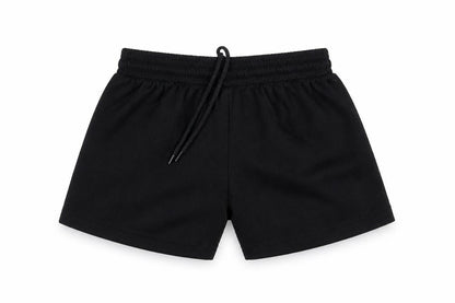 Front view of Medallion boys’ black sweat shorts, size M, - waist 18in; inside leg 4in