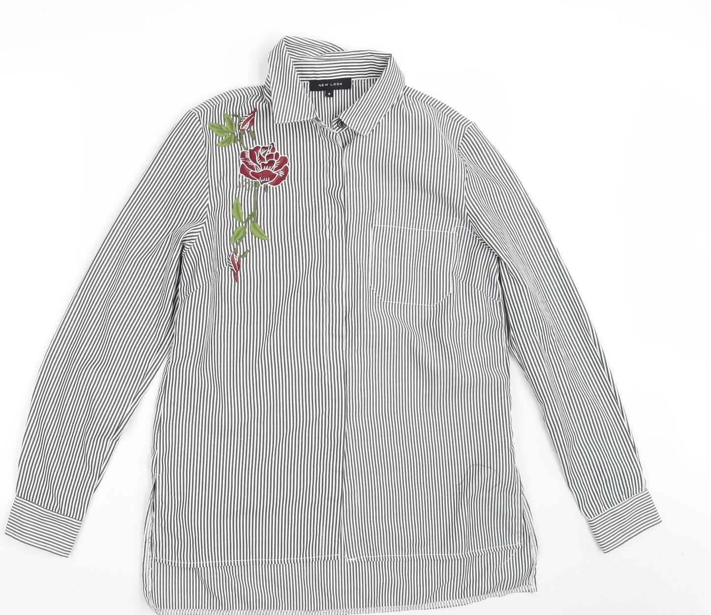 Womens UK Size 8 New Look White Basic Button-Up