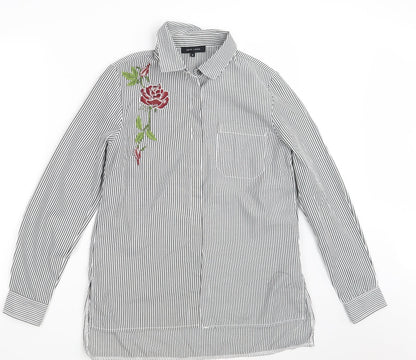 Womens UK Size 8 New Look White Basic Button-Up