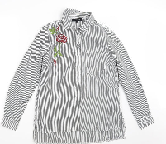 Womens UK Size 8 New Look White Basic Button-Up